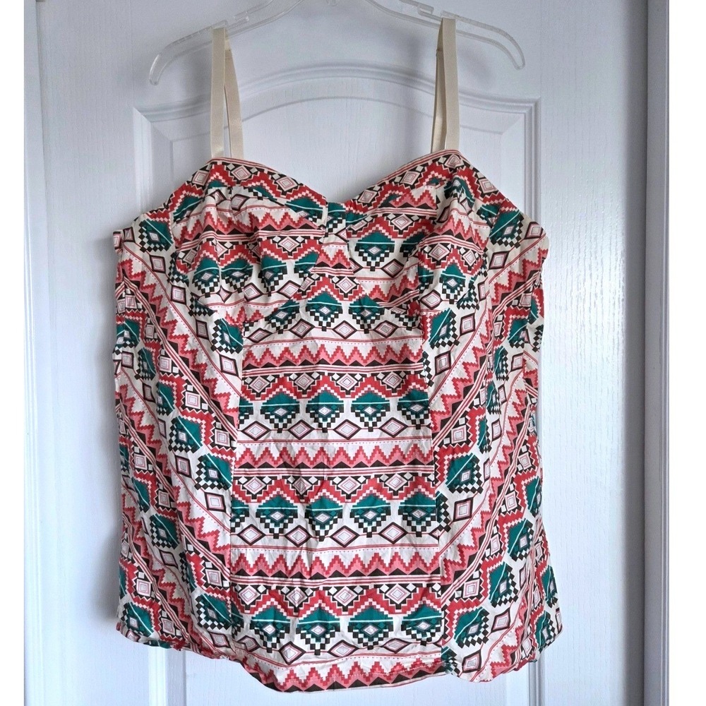 Torrid Bustier Tank Top Geometric Aztek Tribal Print Sleeveless Sz 4X‎ Beach